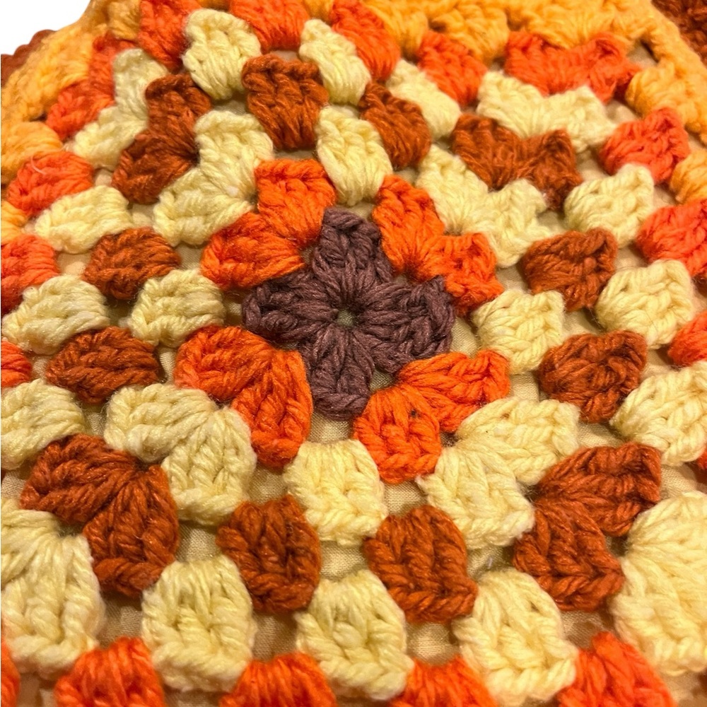 Vintage handcrafted Crochet Multicolored drawstring Bag - Picture 5 of 10